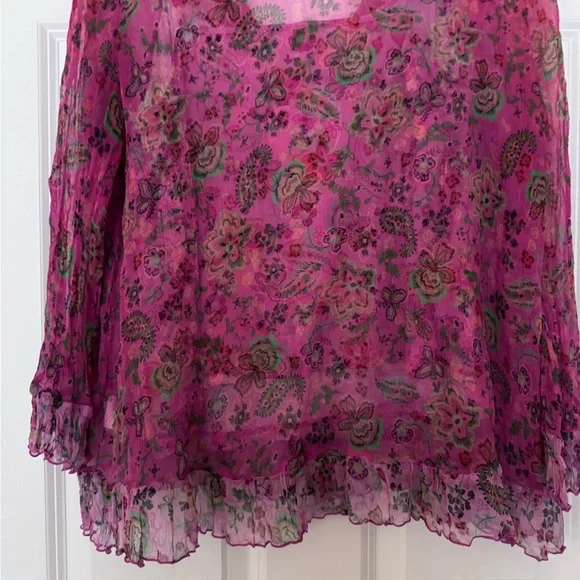 JOHNNY WAS-Jade
Foxglove Silk Blouse
Size:XL
Excellent Pre-worn condition - Picture 8 of 12